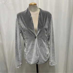 Frederick Ian velvet matalic sliver woman’s XL one button blazer
